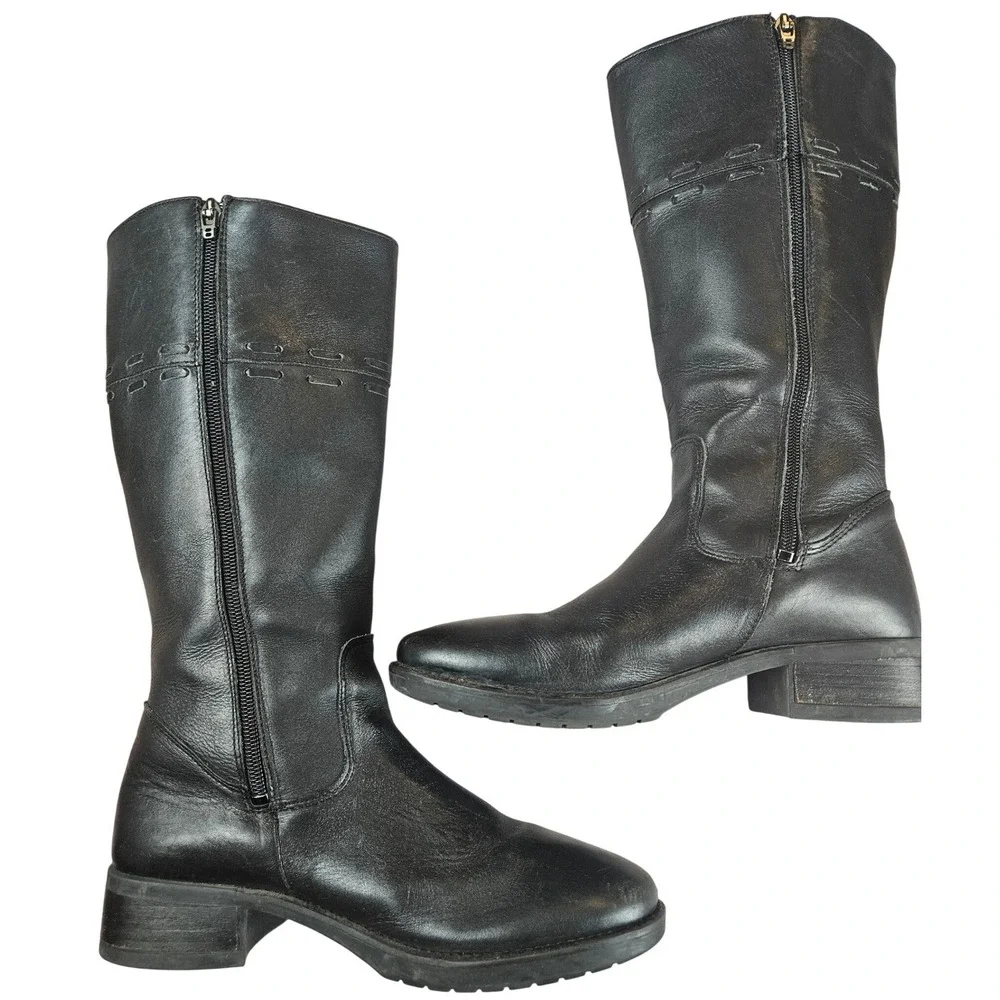 L.L. Bean stitched leather riding boot, black,‎ women's 8.5M - Picture 4 of 7